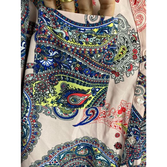 Express The Portofino Shirt Paisley Long Sleeve Button Up Top size Small Boho - Picture 6 of 16